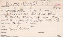 George Wright Student Information Card