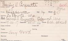 Emily V. Bresette Student Information Card