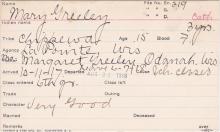 Mary Greeley Student Information Card