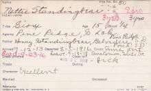 Nettie Standingbear Student Information Card