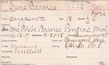 Irene Barnes Student Information Card