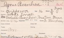 Agnes Beaulieu Student Information Card
