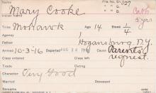 Mary Cooke Student Information Card [entered 1916]