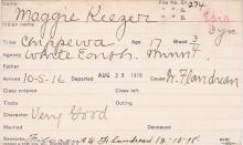 Maggie Keezer Student Information Card