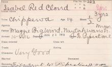 Isabel Redcloud Student Information Card