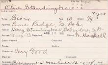 Olive Standing Bear Student Information Card