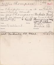 Nellie Thompson Student Information Card