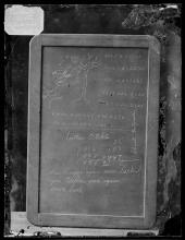 Slate showing student work with name Luther Otakte [version 1], c.1880