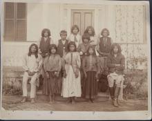 Group of Chiricahua Apaches upon arrival in Carlisle [version 2], 1886