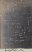 Slate showing student work with name Luther Otakte [version 2], c.1880