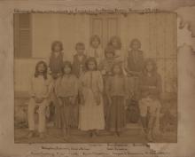 Group of Chiricahua Apaches upon arrival in Carlisle [version 1], 1886