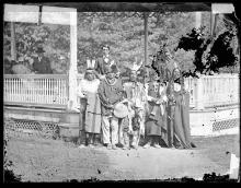 Five chiefs and two interpreters with Richard Henry Pratt [version 1], c.1880