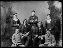 Standing Bear, Red Fish and five students [version 1], c.1884