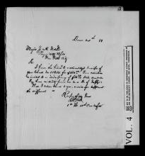 black and white microfilm image, short letter hand-written letter 