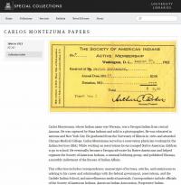 Carlos Montezuma Papers at the University of Arizona Special Collections Library