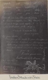 Slate showing student work with names R. B. Hayes and John Williams [version 2], 1880