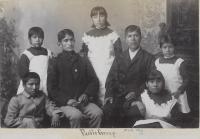 Seven Pueblo students [version 2], c.1884