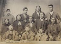 Six Sioux chiefs with six male students [version 2], c.1890