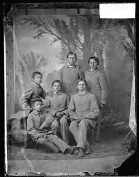 Six male Osage students [version 1], c.1881