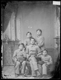 Five male Sioux students [version 1], 1880