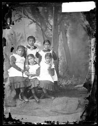 Five young female Osage students [version 1], c.1882
