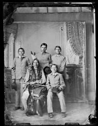 Visiting chief with four male students, c.1881