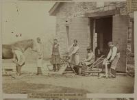 Students and instructor working in front of the blacksmith's shop [version 2], c.1880