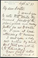 Letter from Richard H. Pratt to Cornelius R. Agnew, September 30, 1887