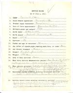 type-written survey with hand-written answers, titled "Service Record as of July 1, 1911"
