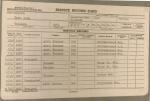 white index card with table of typed information
