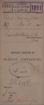 Descriptive Statement of Changes in School Employees and Application, February 1891