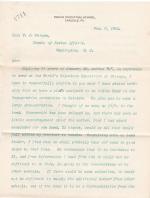Pratt Letter regarding Band at World's Columbian Exposition