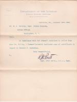 Forwards Copy of Certificate of Chester P. Cornelius
