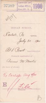 Annie M. Morton's Application for Leave of Absence