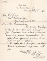 Lida Jones Requests Transfer to Western School in July 1901
