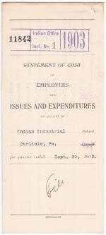 Statement of Cost of Employees and Issues and Expenditures, September 1902