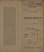 Report of Irregular Employees, February 1905