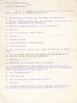 First page of type-written transcript in purple ink