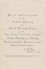 Invitation to Twentieth Anniversary and Eleventh Graduating Exercises of the Indian Industrial School
