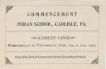 Invitation and Ticket to the 1902 Commencement Exercises of the Carlisle Indian School