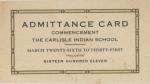 Admission Ticket to the 1911 Commencement Ceremony