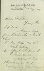 Armstrong Informs Pratt of Washington Telegram Armstrong Informs Pratt of Washington Telegram, 1878