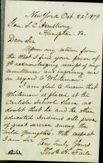 Armstrong Forwards Pratt Letter About Whiteman Armstrong Forwards Pratt Letter About Whiteman, 1879