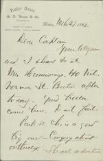 Armstrong Sends Pratt Information on Talk at Park Street Church in Boston Armstrong Sends Pratt Information on Talk at Park Street Church in Boston, 1882