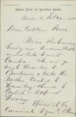 Armstrong Arranges Travel for Miss Richards to Carlisle Armstrong Arranges Travel for Miss Richards to Carlisle, 1886