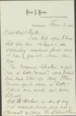 Benson Discusses Philanthropy During Economic Panic with Pratt Benson Discusses Philanthropy During Economic Panic with Pratt, 1884