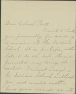 Partial Letter Thanking Pratt for Remaining at Carlisle Partial Letter Thanking Pratt for Remaining at Carlisle, 1903