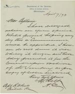 Belt Submits Pratt's Request to Enter Columbian Exposition to Secretary of the Interior, 1893
