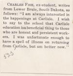 Charles Fish (Longfish) Student File
