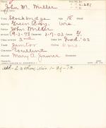 John M. Miller Student Information Card John M. Miller Student Information Card